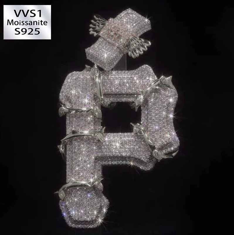 S925 Moissanite Vine Letter P Pendant