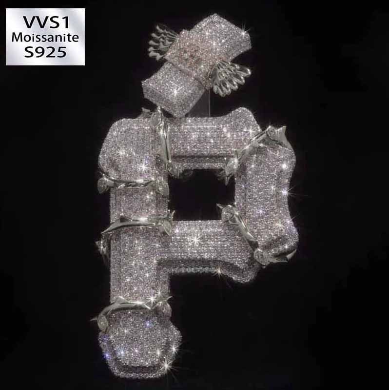 S925 Moissanite Vine Letter P Pendant