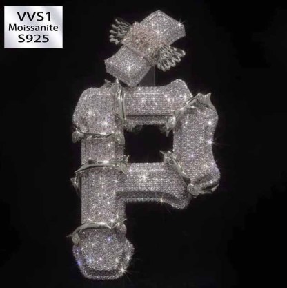 S925 Moissanite Vine Letter P Pendant