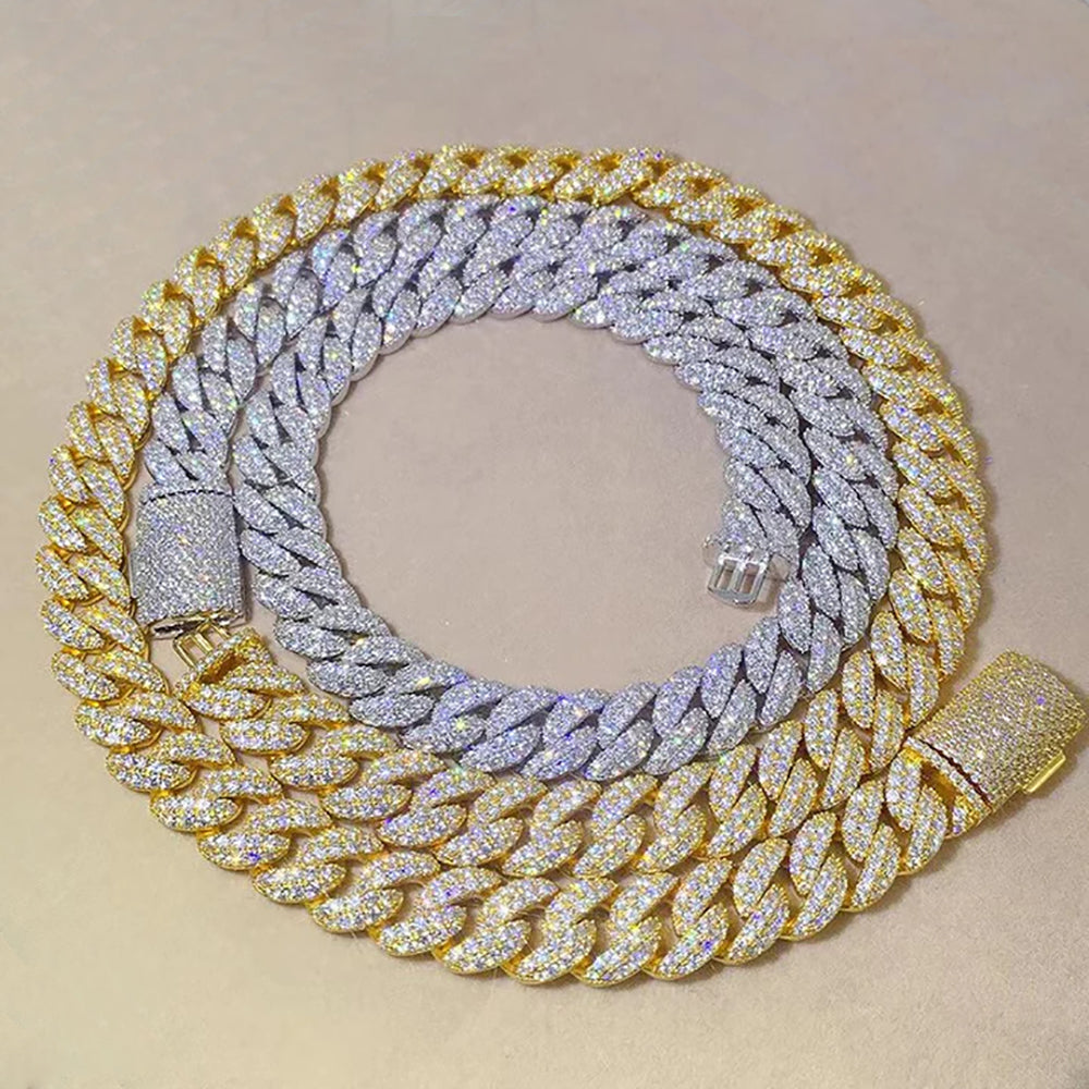 12mm Moissanite Bubble Micro inlay Cuban Chain