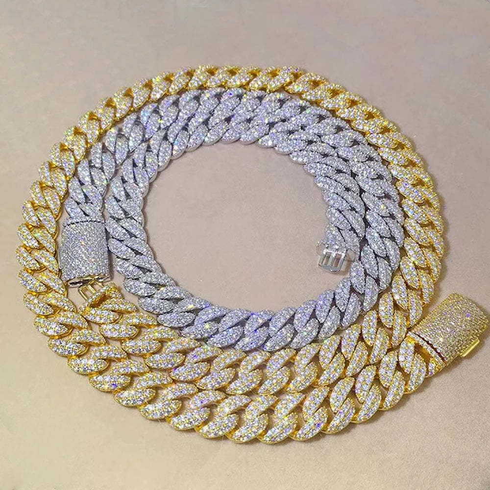 12mm Moissanite Bubble Micro inlay Cuban Chain