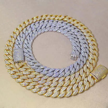 12mm Moissanite Bubble Micro inlay Cuban Chain