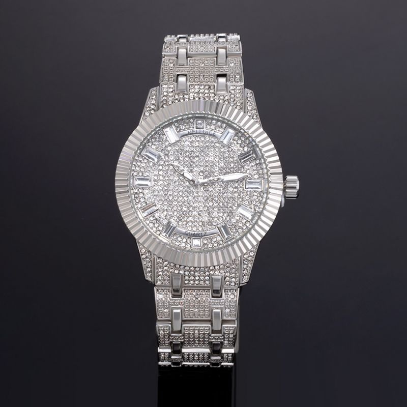 43mm Iced Baguette Cut Men's Watch in White Gold