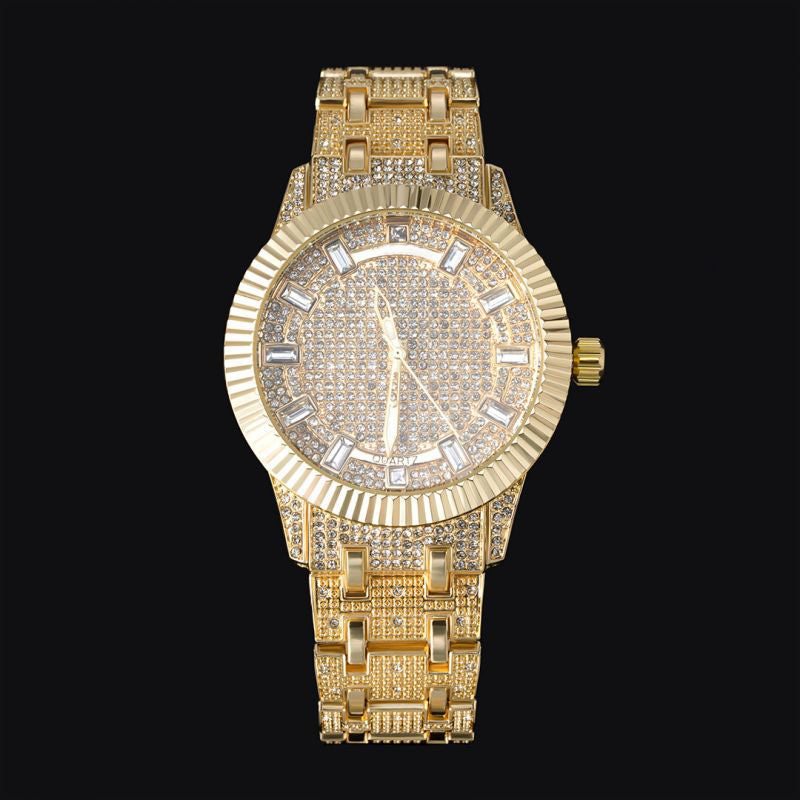 43mm Iced Baguette Cut Men's Watch in Gold