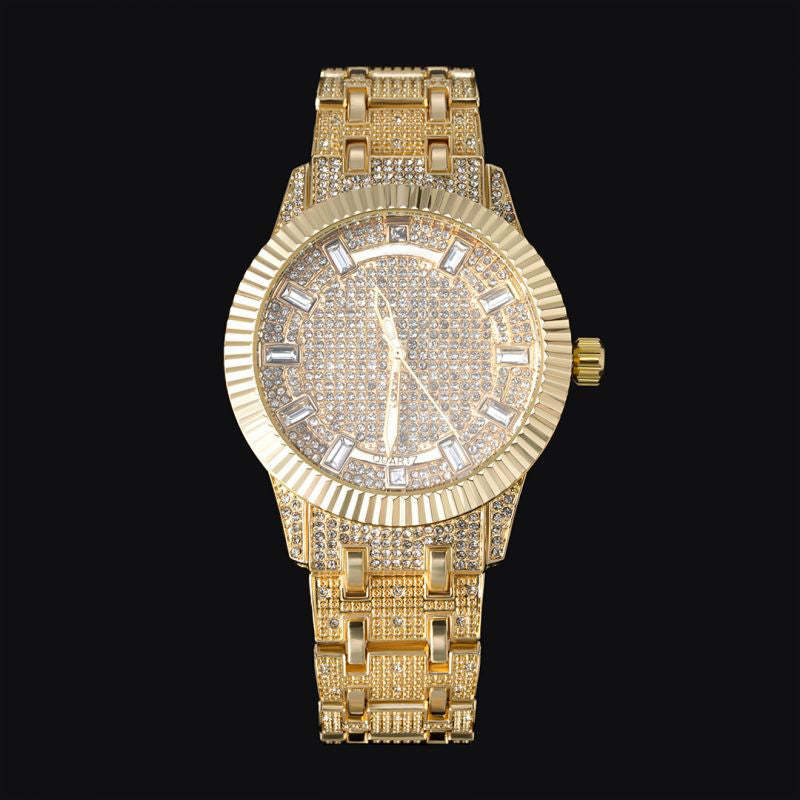 43mm Iced Baguette Cut Men's Watch in Gold