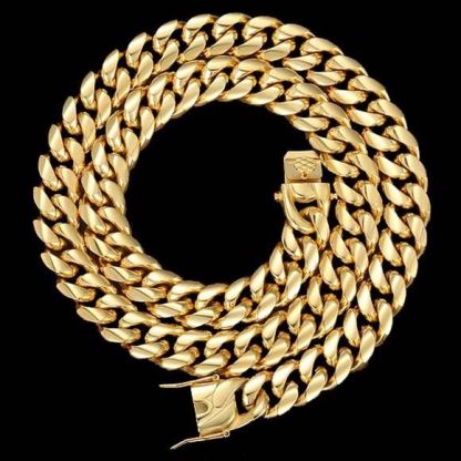 18mm Stainless Steel Miami Cuban Chain in Gold