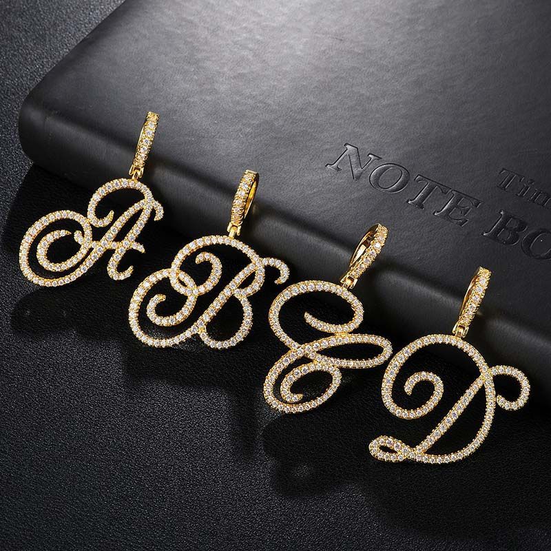 Cursive Style A to Z Initial Letters Pendant in Gold