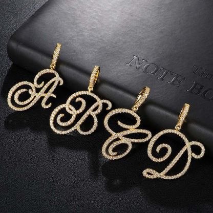 Cursive Style A to Z Initial Letters Pendant in Gold
