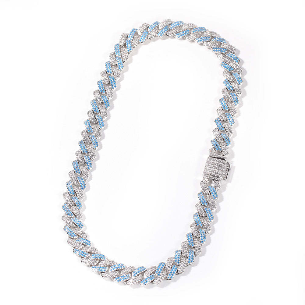 13mm Two-tone Gemstone Moissanite Cuban Chain in VVSBOX