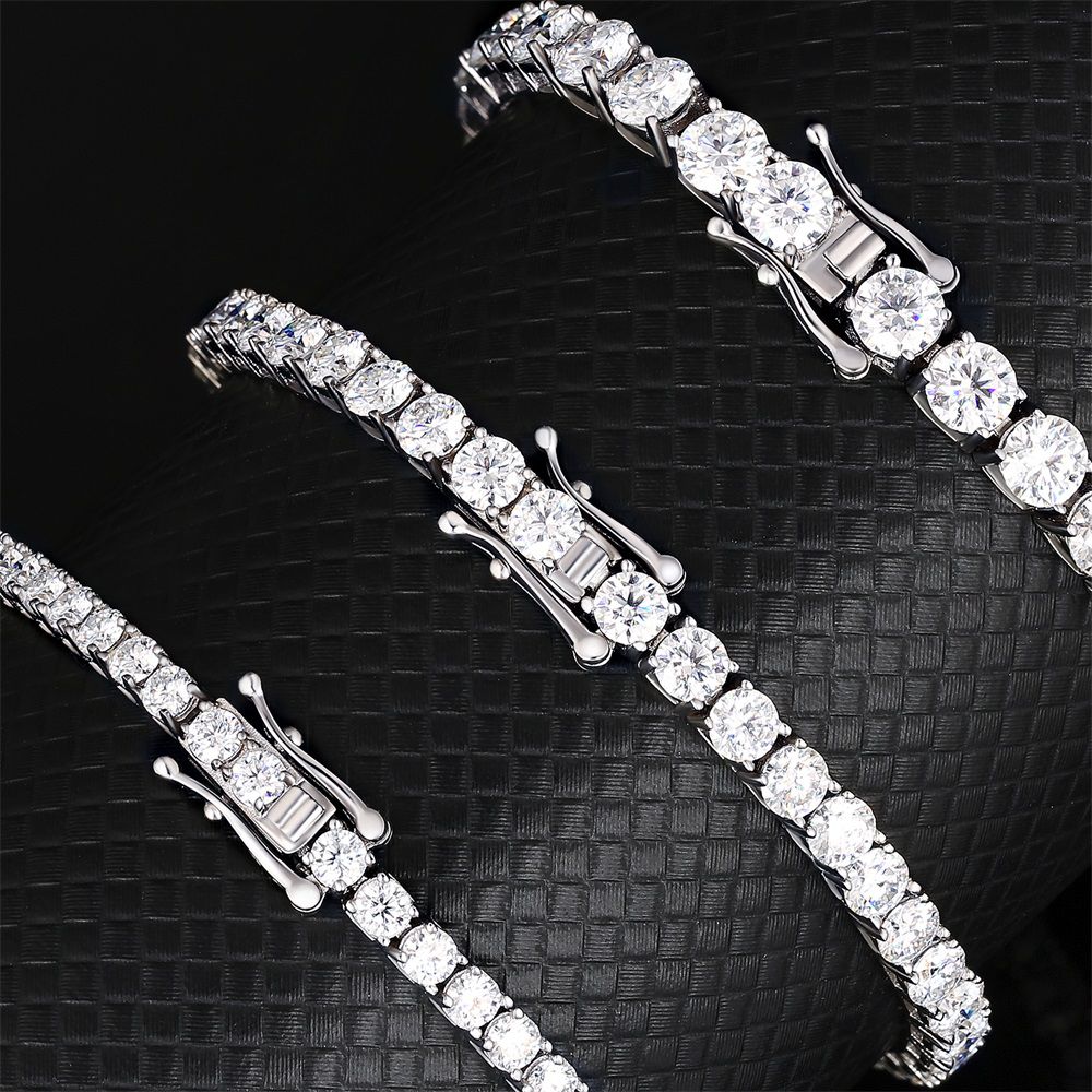 5 Carats 3mm VVS1 Moissanite White Gold Tennis Bracelet
