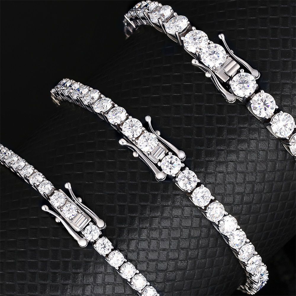 5 Carats 3mm VVS1 Moissanite White Gold Tennis Bracelet