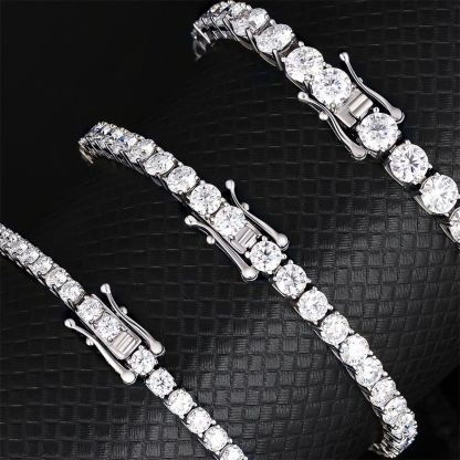 5 Carats 3mm VVS1 Moissanite White Gold Tennis Bracelet