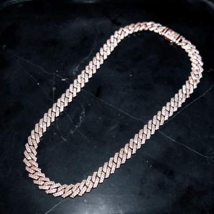 12mm Miami Moissanite Diamond Cuban Chain- Rose Gold