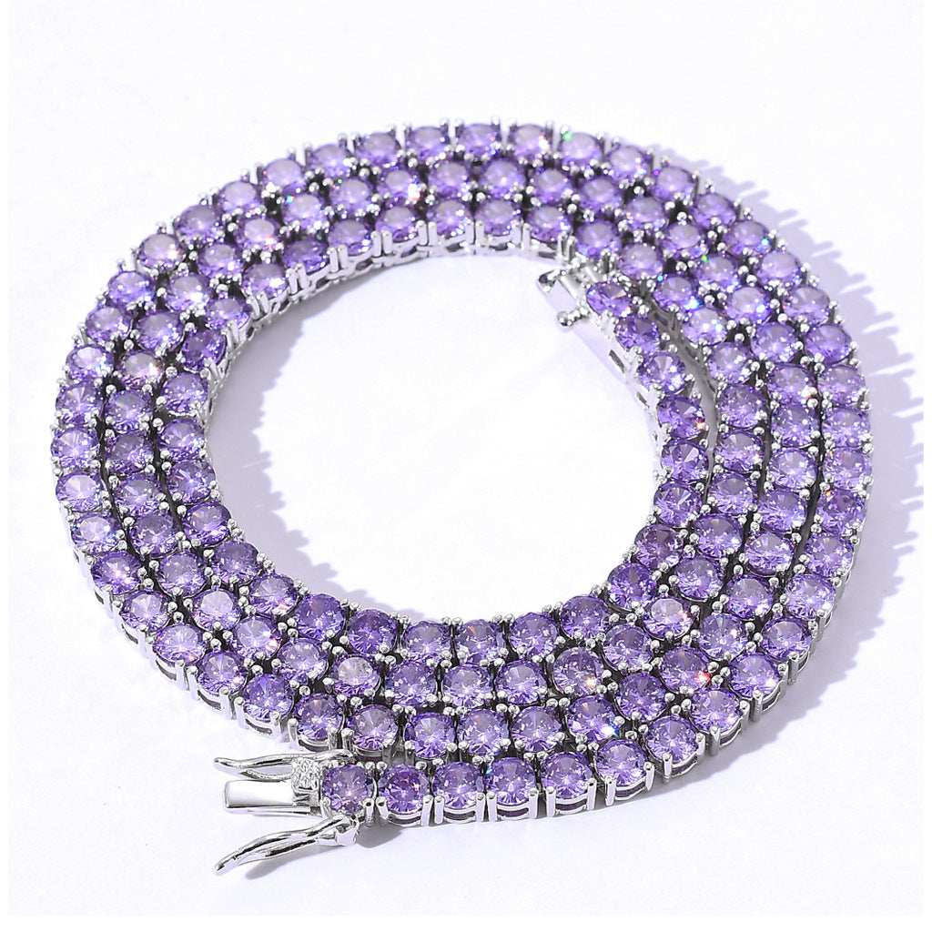 S925 4mm Moissanite Purple Tennis Chain