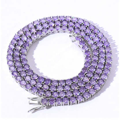 S925 4mm Moissanite Purple Tennis Chain