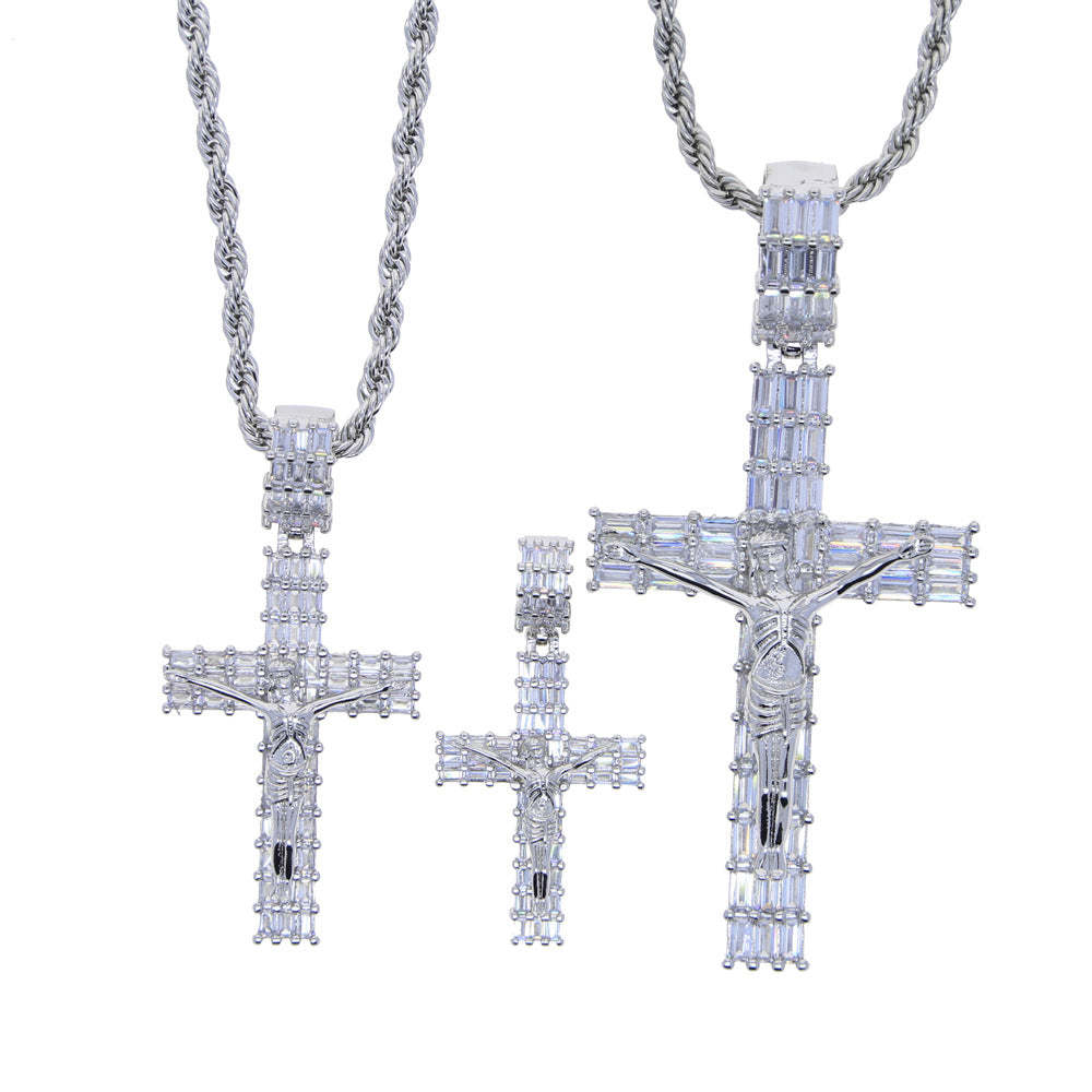 Ice Cross Jesus Zircon Moissanite Pendant