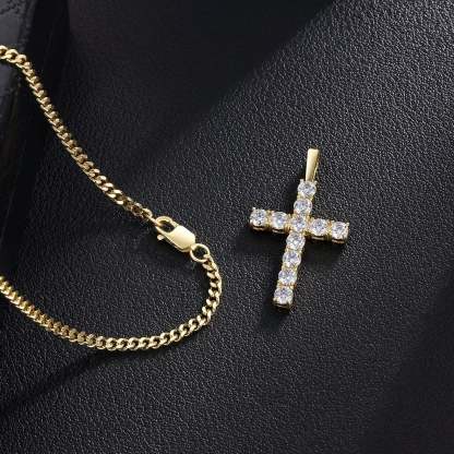 0.5 Carats VVS1 Moissanite Cross Pendant for Men 14K Gold/ White Gold