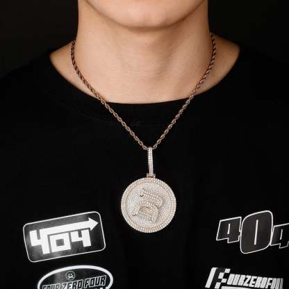 Round Rotating Diamond Custom Alphabet Pendant