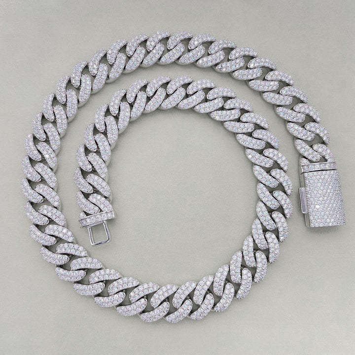 12mm Moissanite Bubble Micro inlay Cuban Chain