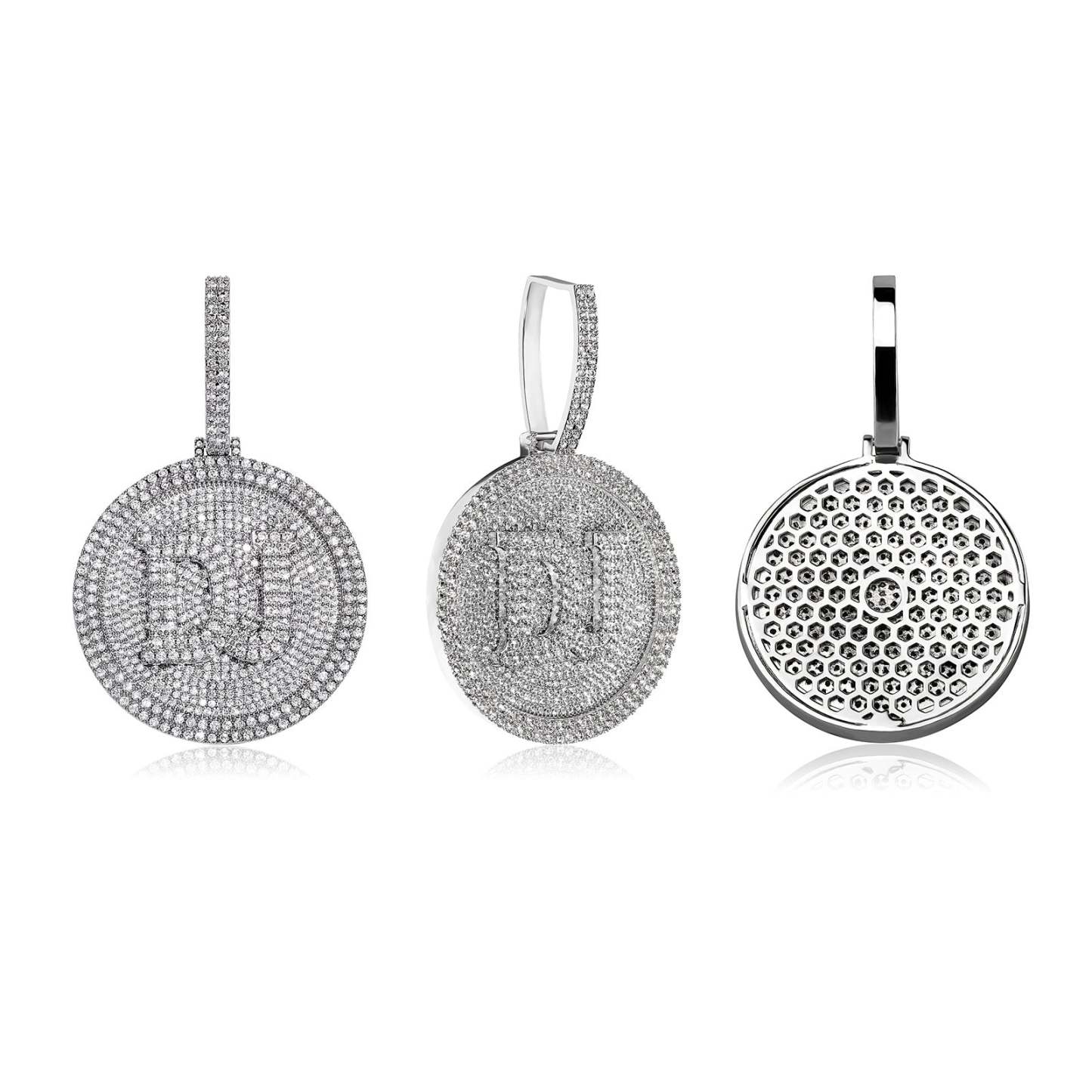 Round Rotating Diamond Custom Alphabet Pendant