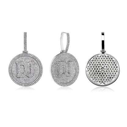 Round Rotating Diamond Custom Alphabet Pendant