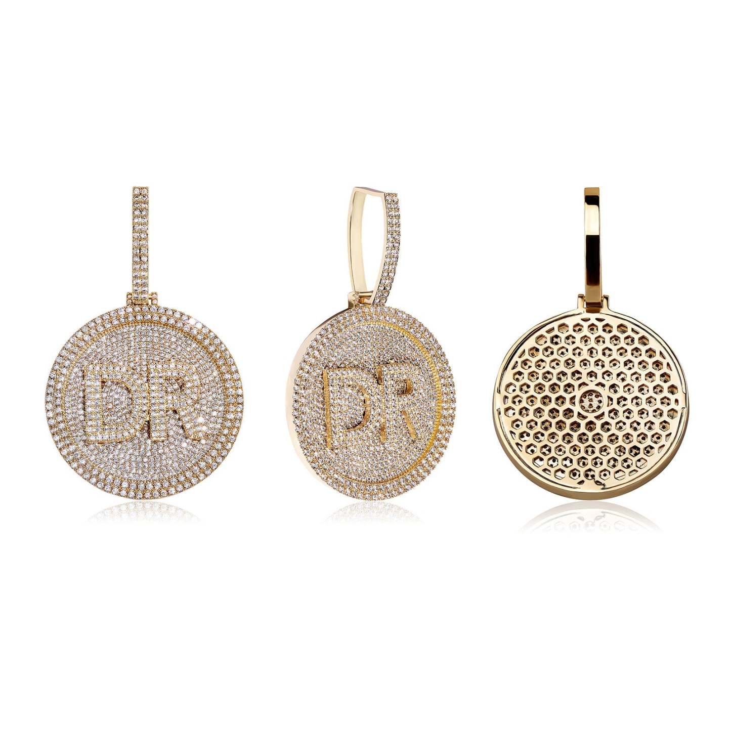 Round Rotating Diamond Custom Alphabet Pendant