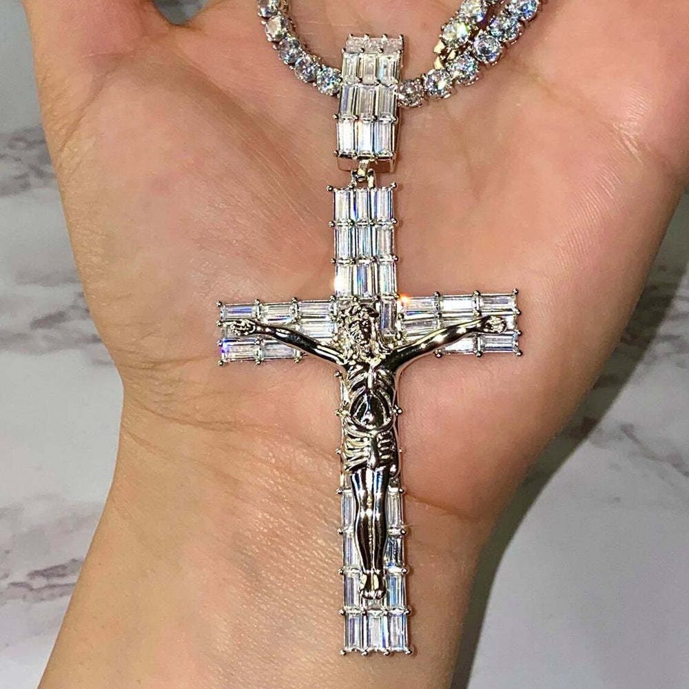 Ice Cross Jesus Zircon Moissanite Pendant
