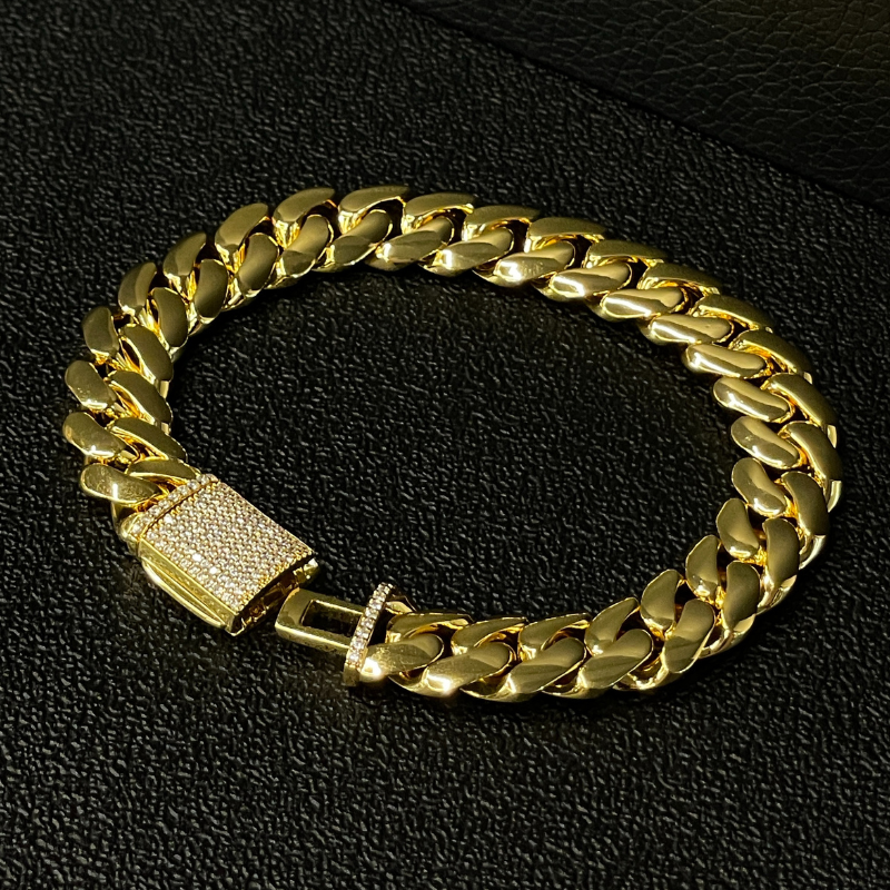 12mm Moissanite Miami Cuban 14K Bracelet