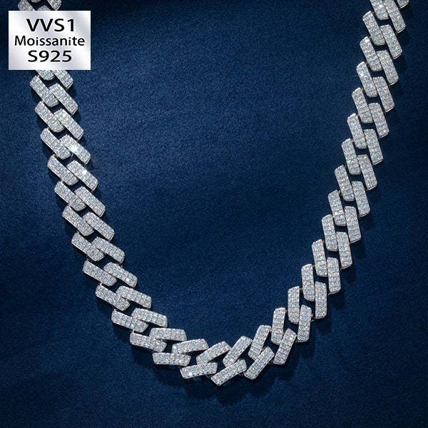 8/10mm Moissanite Prong Cuban Chain in S925 Silver