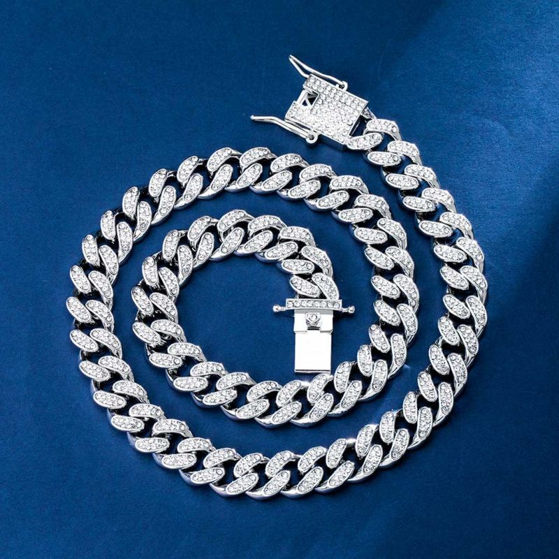 （special offer）12mm Iced Moissanite Miami Cuban Chain in White Gold