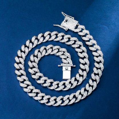 （special offer）12mm Iced Moissanite Miami Cuban Chain in White Gold
