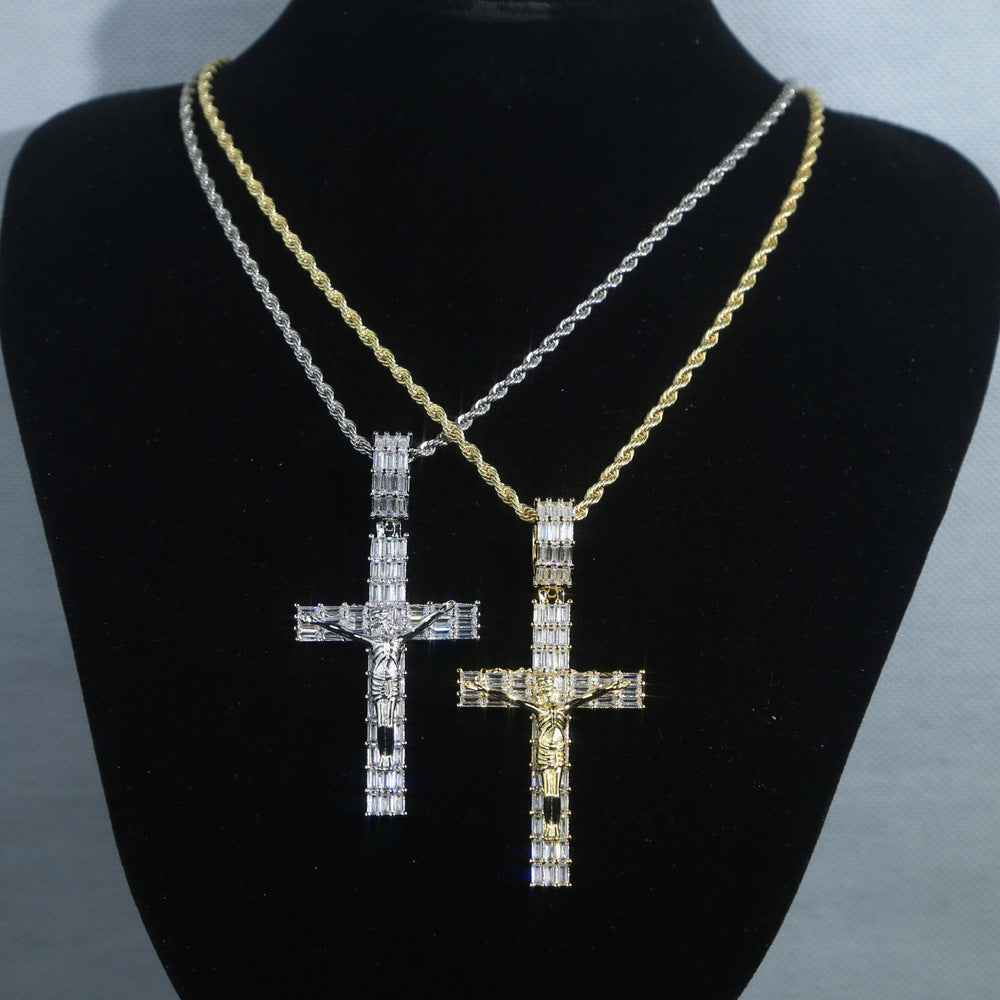 Ice Cross Jesus Zircon Moissanite Pendant
