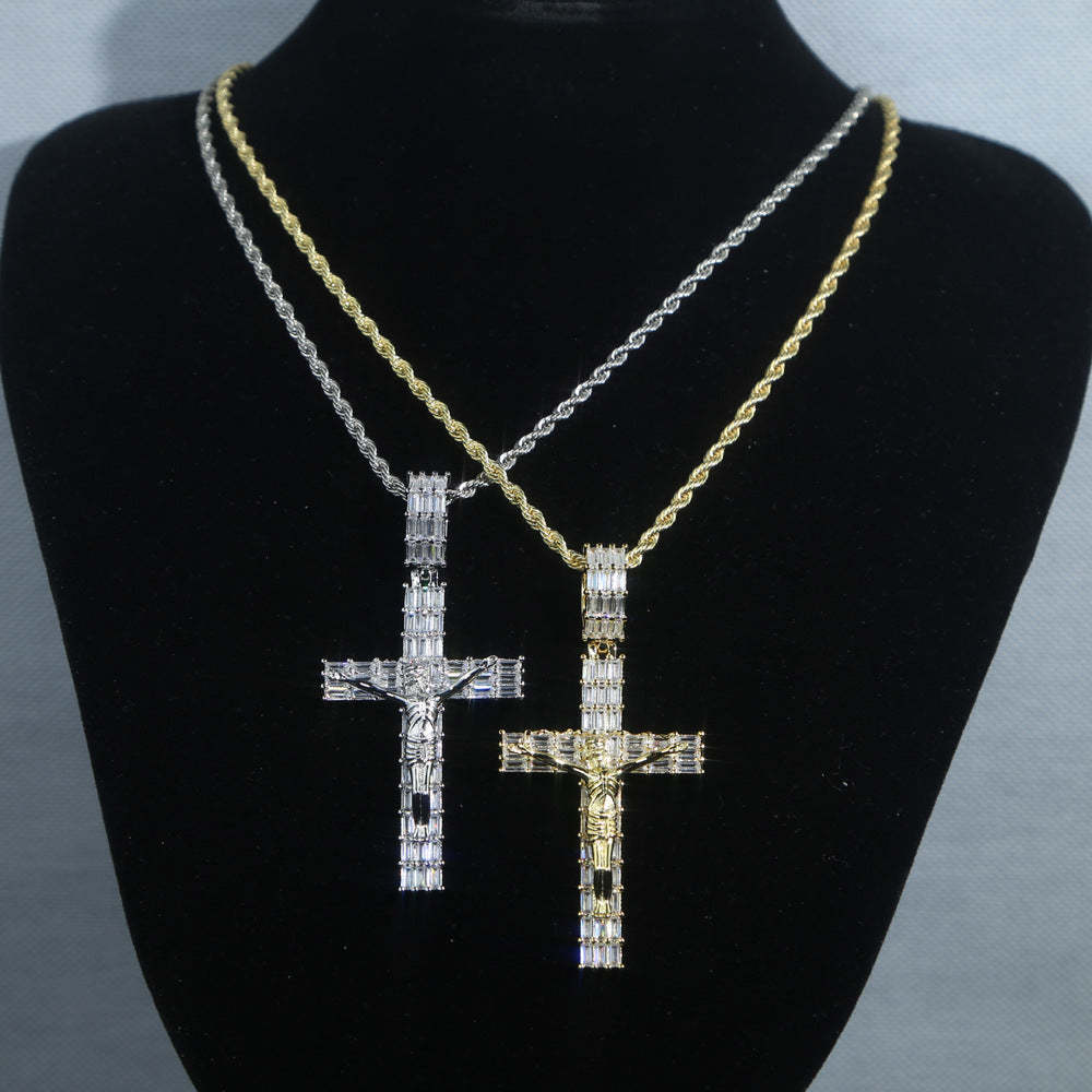 Ice Cross Jesus Zircon Moissanite Pendant