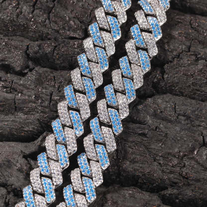 13mm Two-tone Gemstone Moissanite Cuban Chain in VVSBOX