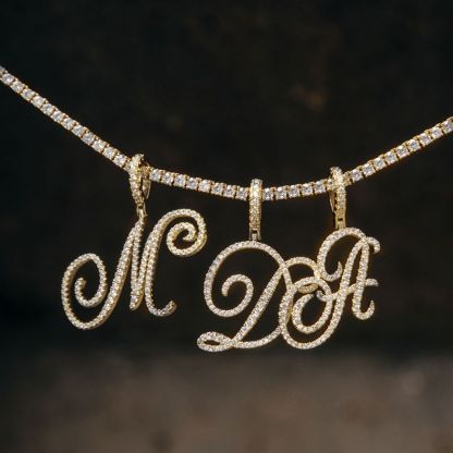 Cursive Style A to Z Initial Letters Pendant in Gold