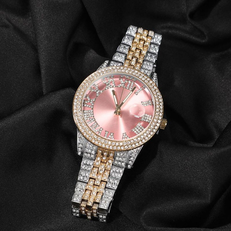 42mm Micro Pave Stones Round Pink Dial Watch