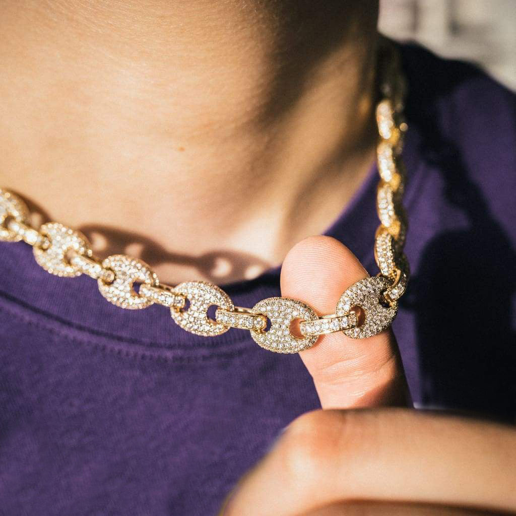 12mm Italian Moissanite Diamond Chain In Gold