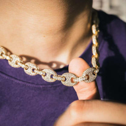 12mm Italian Moissanite Diamond Chain In Gold