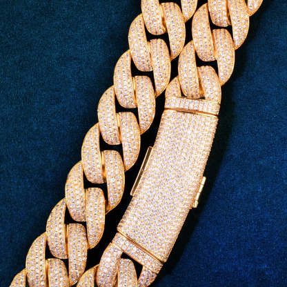 20mm Moissanite Cuban Link Chain with Extended Clasp Design