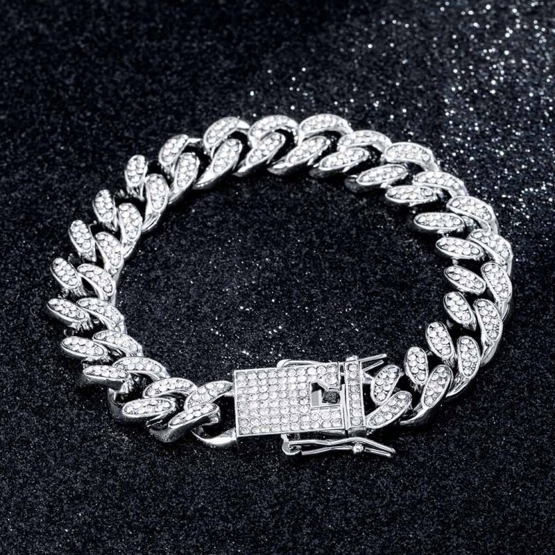Iced Roman Numerals Watch and 12mm Moissanite Cuban Bracelet Set in White Gold