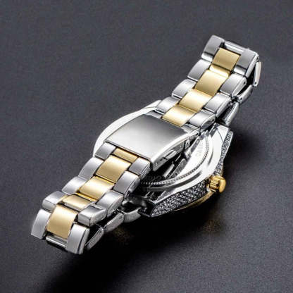 Iced Two Tone Baguette Cut Roman Numerals Men's Watch