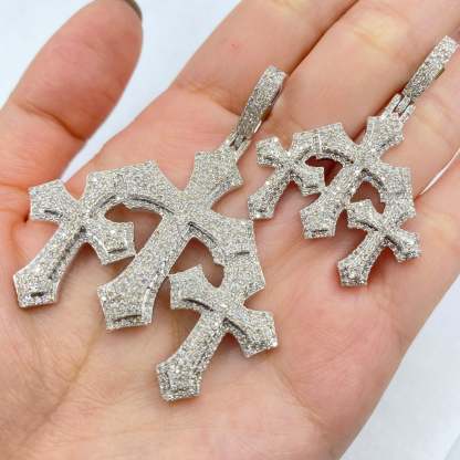 Cross Moissanite Diamond Pendant Set