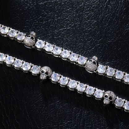 5mm Moissanite Skull Tennis Chain In White Gold