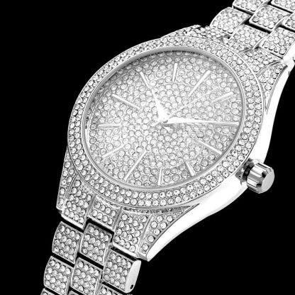 Fully Iced Round Bezel Men's Watch in White Gold