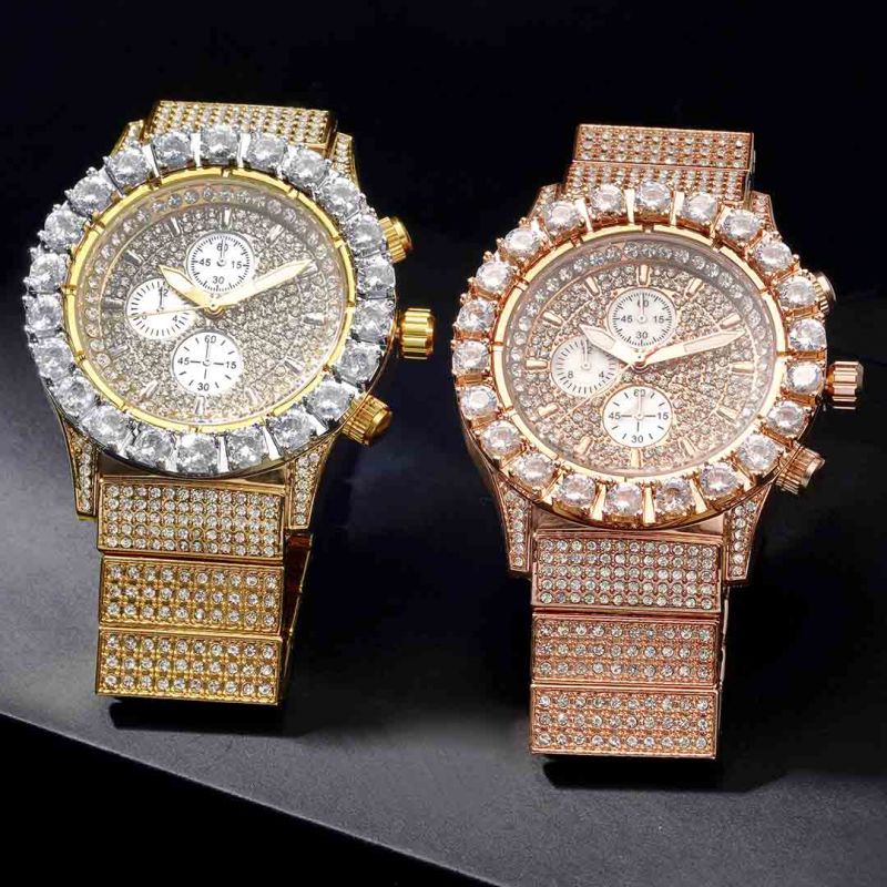 Iced Round Cut White Dial Luminous Men's Watch