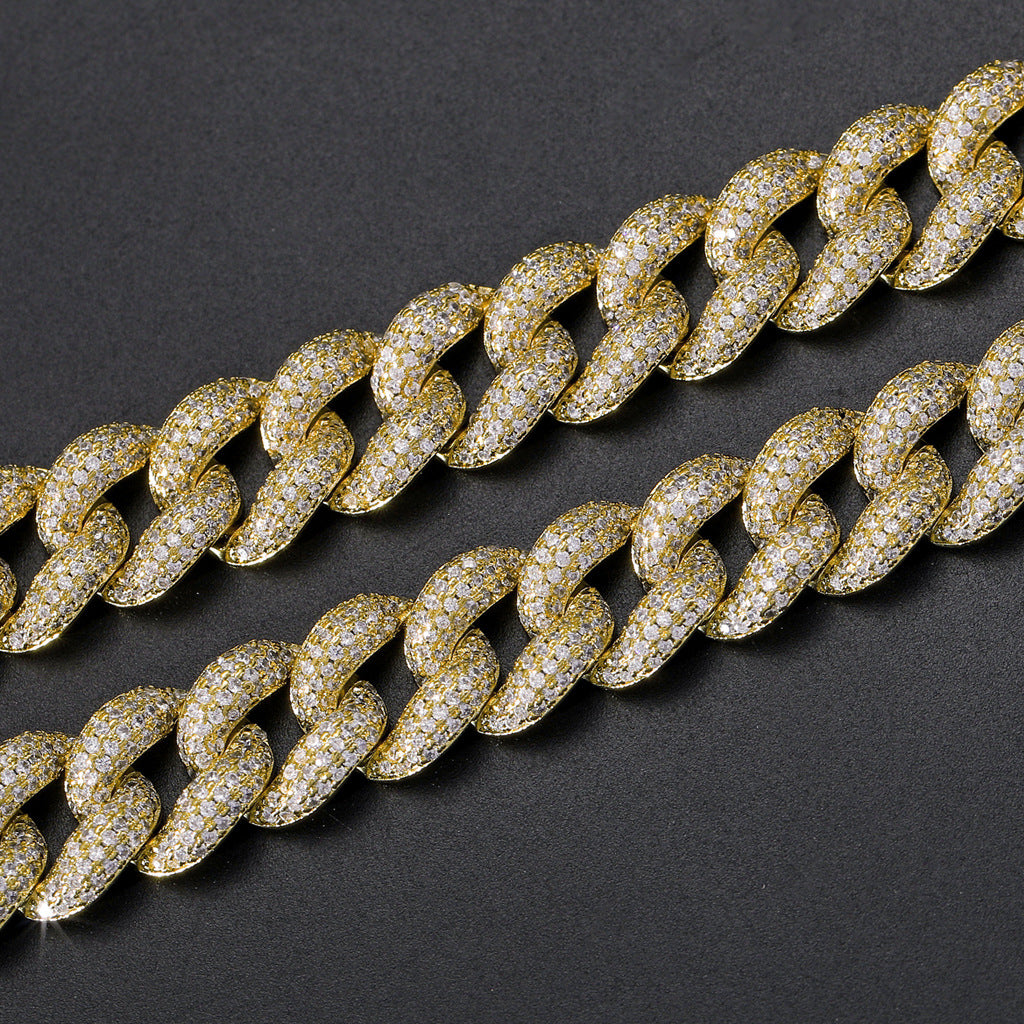 12mm Moissanite Bubble Micro inlay Cuban Chain