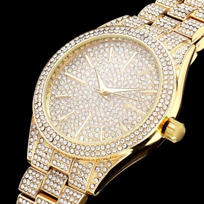 Fully Iced Round Bezel Men's Watch in Gold