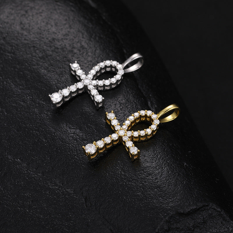 S925 Moissanite Ankh Cross Necklace