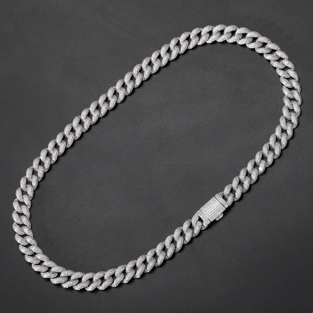 12mm Moissanite Bubble Micro inlay Cuban Chain