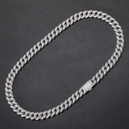 12mm Moissanite Bubble Micro inlay Cuban Chain